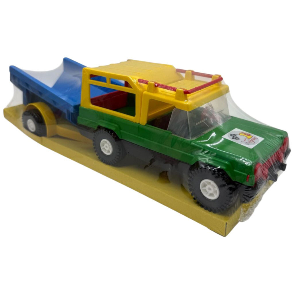 Машина "Мерс с коневозом", зеленый + синий прицеп, Wader - № 1 Машина "Мерс с коневозом", зеленый + синий прицеп, Wader - № 1