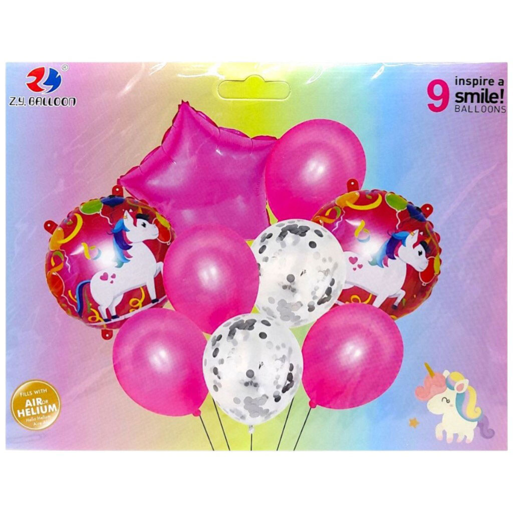 Воздушные шары, набор праздничный "Единорог, звезда", 9шт. - 3штx 45см + 6шт x 30см, Mic - № 1 Воздушные шары, набор праздничный "Единорог, звезда", 9шт. - 3штx 45см + 6шт x 30см, Mic - № 1
