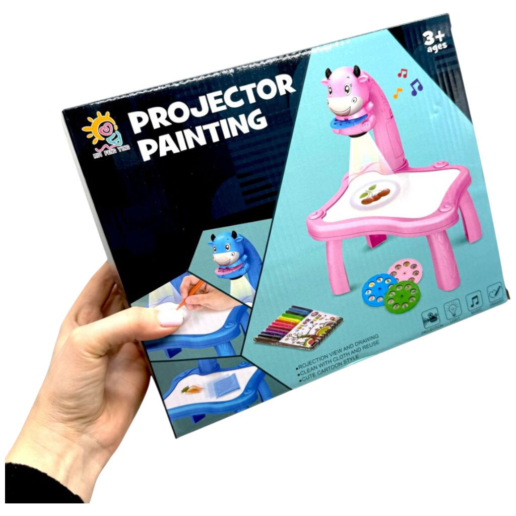 Столик з проектором, 2 кольори, на батарейках, музика, 3 диски, фломастери, в коробці, Mic - № 3 Столик з проектором, 2 кольори, на батарейках, музика, 3 диски, фломастери, в коробці, Mic - № 3