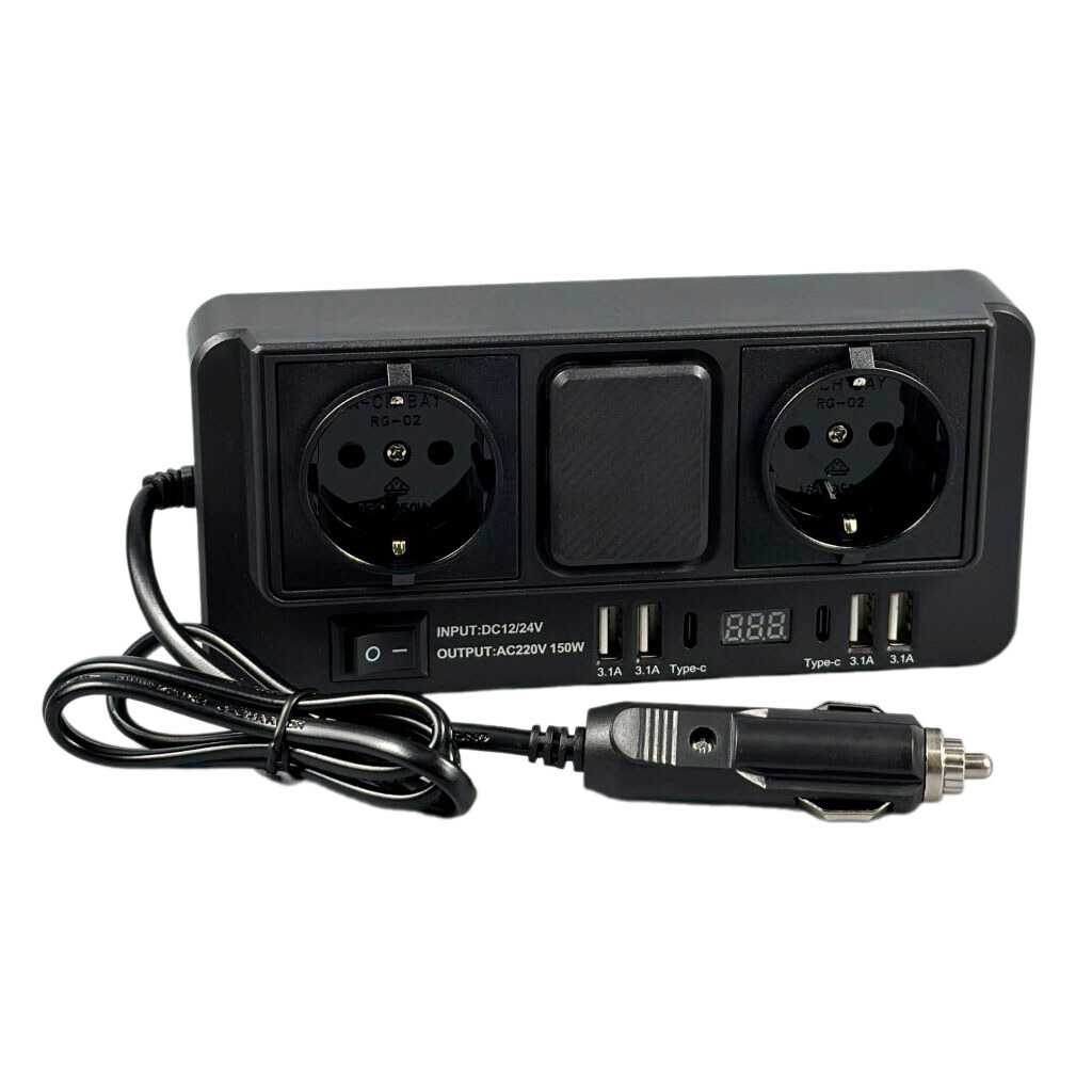 Автомобільний інвертор 1668, Чорний - № 1 Автомобільний інвертор 1668, Чорний - № 1