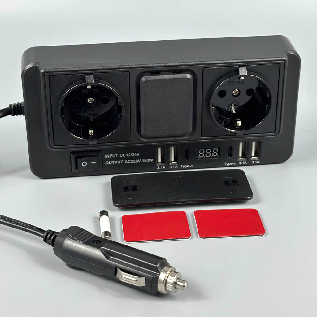 Автомобільний інвертор 1668, Чорний - № 2 Автомобільний інвертор 1668, Чорний - № 2