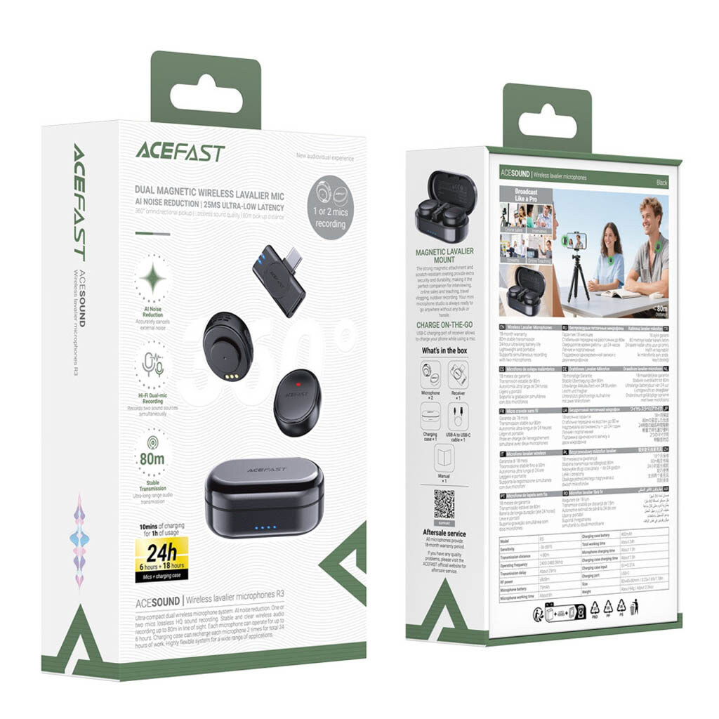 Мікрофон петличний AceFast R3, Чорний - № 9 Мікрофон петличний AceFast R3, Чорний - № 9