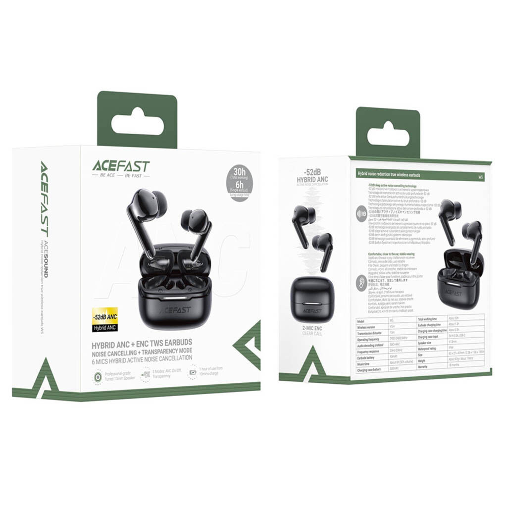 Bluetooth-гарнітура AceFast W5, Стерео, Чорний - № 8 Bluetooth-гарнітура AceFast W5, Стерео, Чорний - № 8