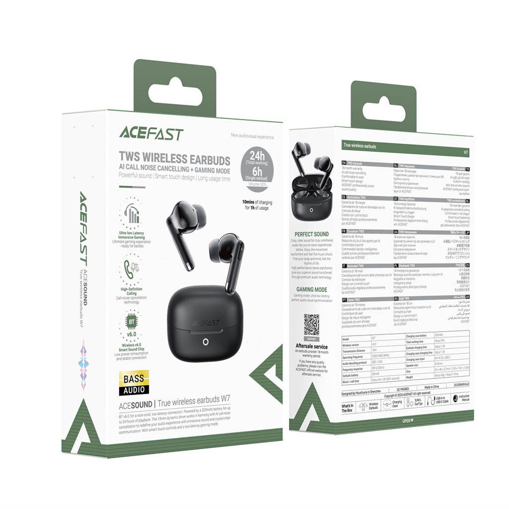 Bluetooth-гарнітура AceFast W7, Стерео, Чорний - № 6 Bluetooth-гарнітура AceFast W7, Стерео, Чорний - № 6