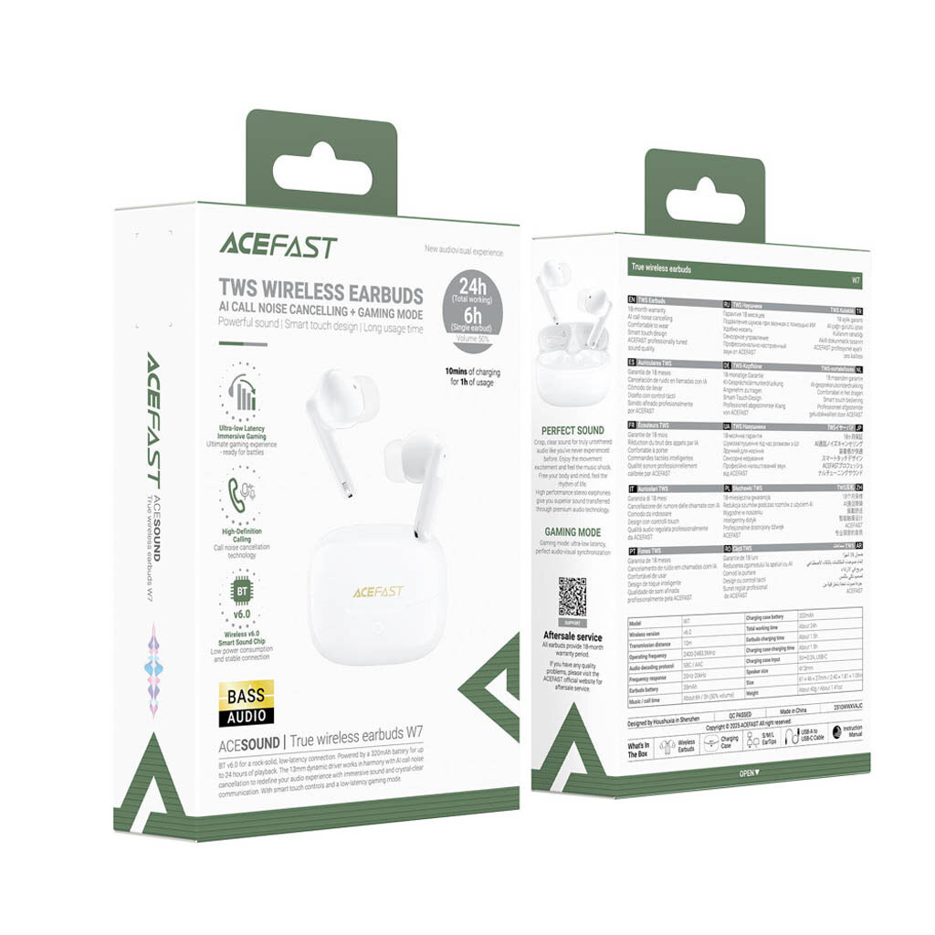 Bluetooth-гарнітура AceFast W7, Стерео, Білий - № 4 Bluetooth-гарнітура AceFast W7, Стерео, Білий - № 4