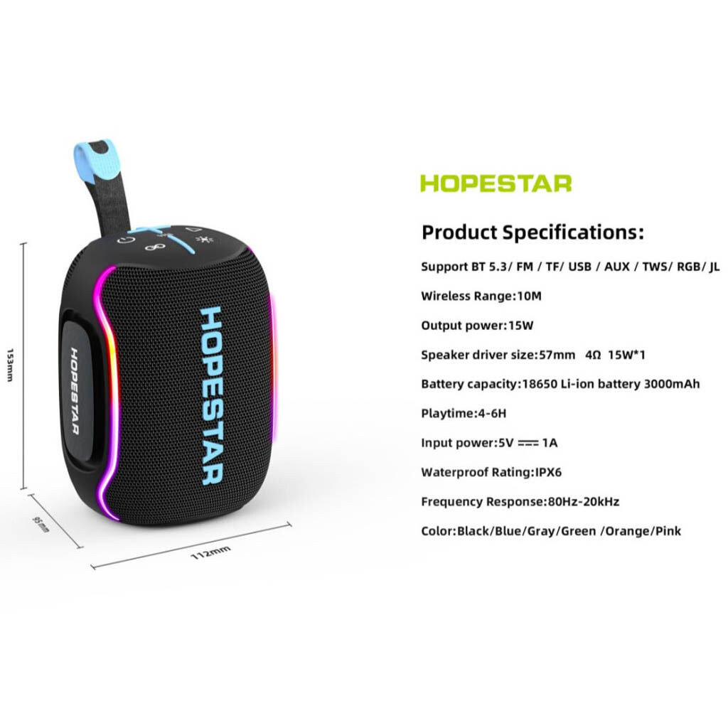 Портативная колонка Hopestar H73 Mini, Черный - № 8 Портативная колонка Hopestar H73 Mini, Черный - № 8