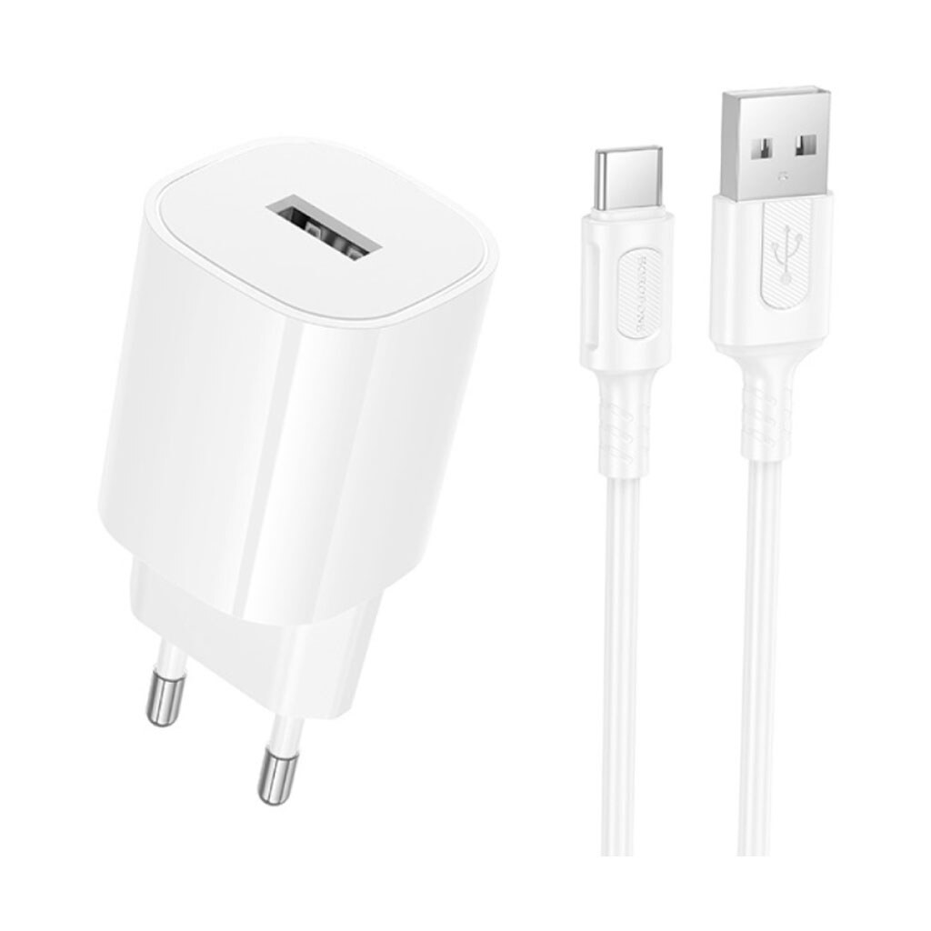 СЗУ Borofone BA101A Pudding, Type-C, З кабелем, Білий - № 1 СЗУ Borofone BA101A Pudding, Type-C, З кабелем, Білий - № 1