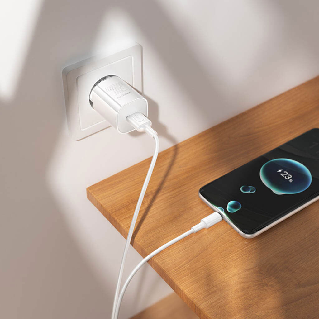 СЗУ Borofone BA101A Pudding, Type-C, З кабелем, Білий - № 7 СЗУ Borofone BA101A Pudding, Type-C, З кабелем, Білий - № 7