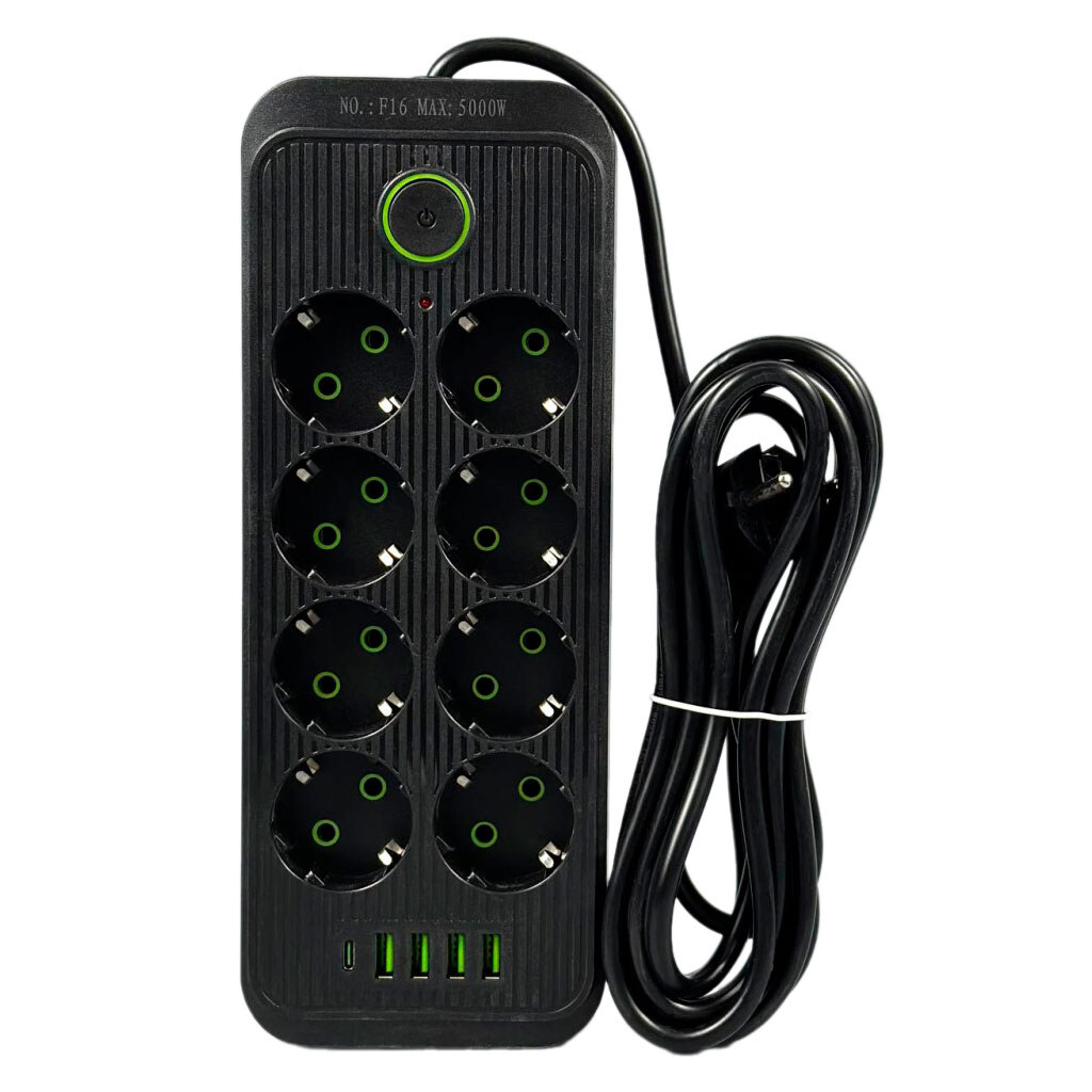 Сетевой удлинитель UA Power F16, 2.0 м., Черный - № 1 Сетевой удлинитель UA Power F16, 2.0 м., Черный - № 1