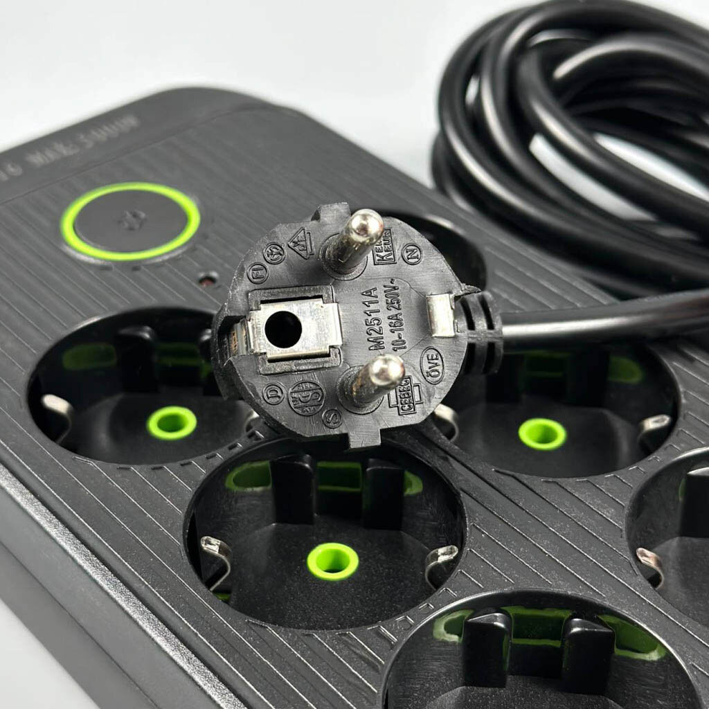 Сетевой удлинитель UA Power F16, 2.0 м., Черный - № 4 Сетевой удлинитель UA Power F16, 2.0 м., Черный - № 4