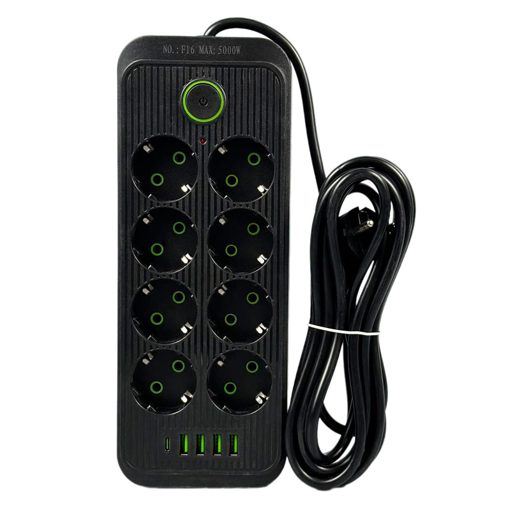 Сетевой удлинитель UA Power F16, 4.0 м., Черный - № 1 Сетевой удлинитель UA Power F16, 4.0 м., Черный - № 1