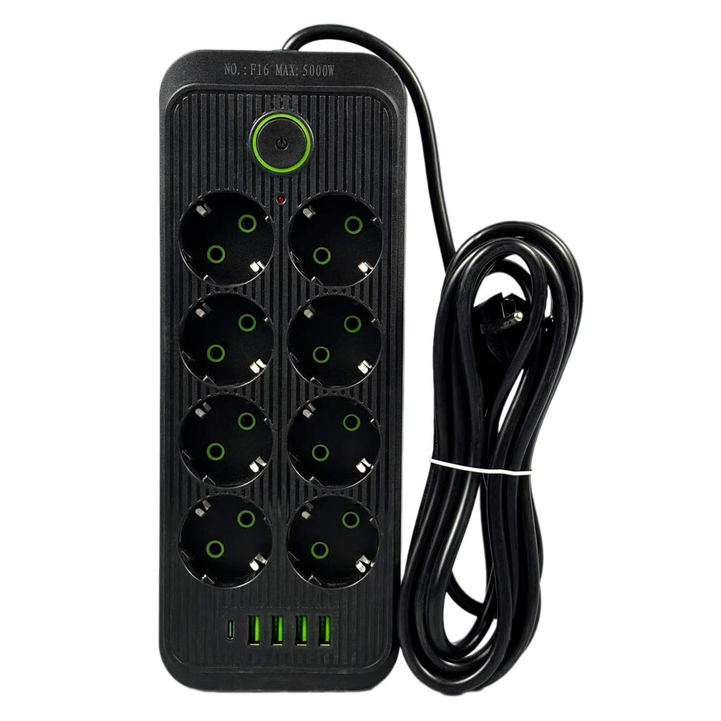 Сетевой удлинитель UA Power F16, 6.0 м., Черный - № 1 Сетевой удлинитель UA Power F16, 6.0 м., Черный - № 1