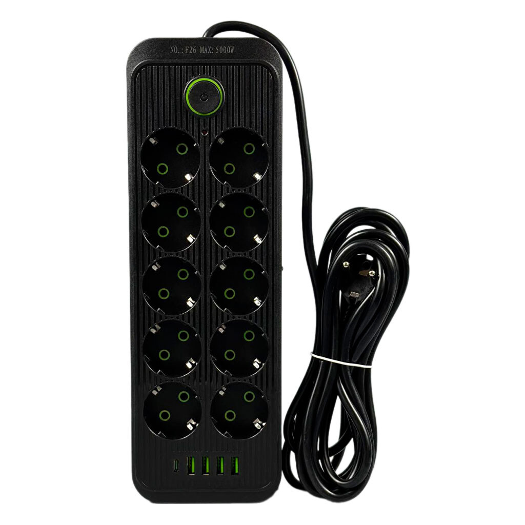 Сетевой удлинитель UA Power F26, 6.0 м., Черный - № 1 Сетевой удлинитель UA Power F26, 6.0 м., Черный - № 1