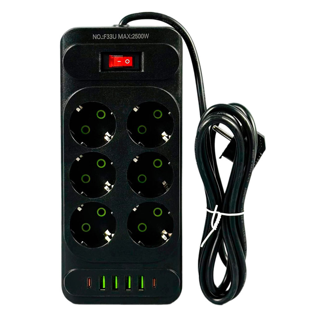 Сетевой удлинитель UA Power F33U, 4.0 м., Черный - № 1 Сетевой удлинитель UA Power F33U, 4.0 м., Черный - № 1