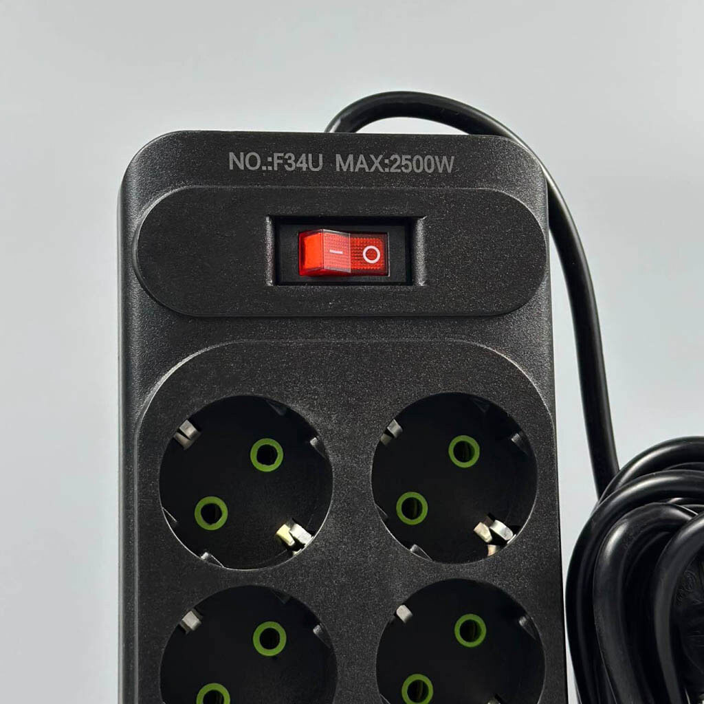 Сетевой удлинитель UA Power F34U, 6.0 м., Черный - № 2 Сетевой удлинитель UA Power F34U, 6.0 м., Черный - № 2