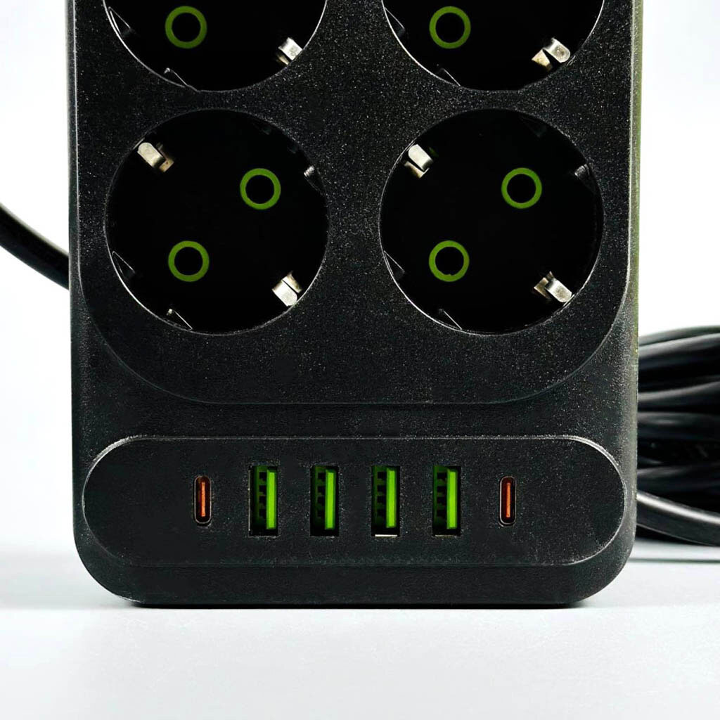 Сетевой удлинитель UA Power F35U, 2.0 м., Черный - № 4 Сетевой удлинитель UA Power F35U, 2.0 м., Черный - № 4