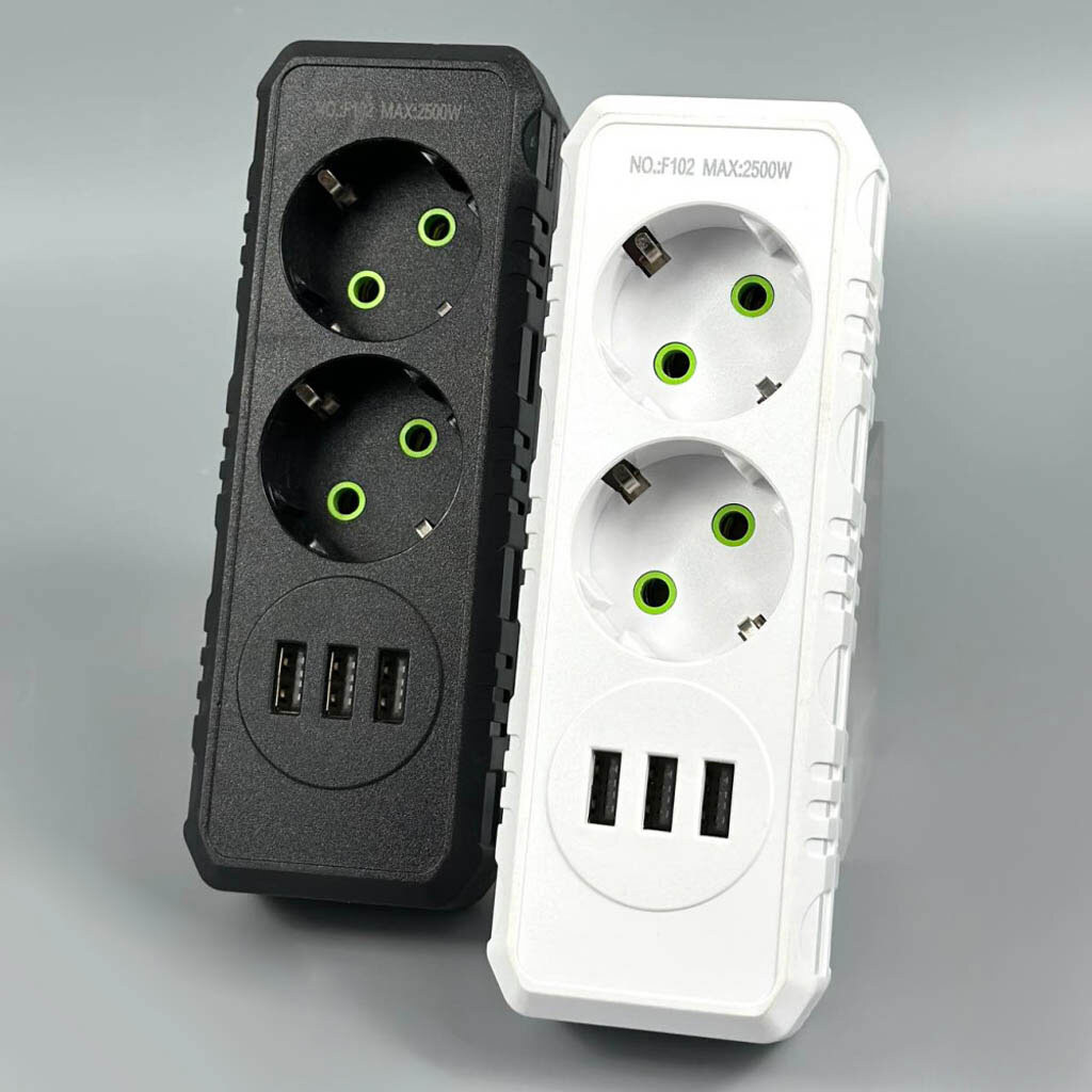 Сетевой разветвитель F102, Черный - № 3 Сетевой разветвитель F102, Черный - № 3