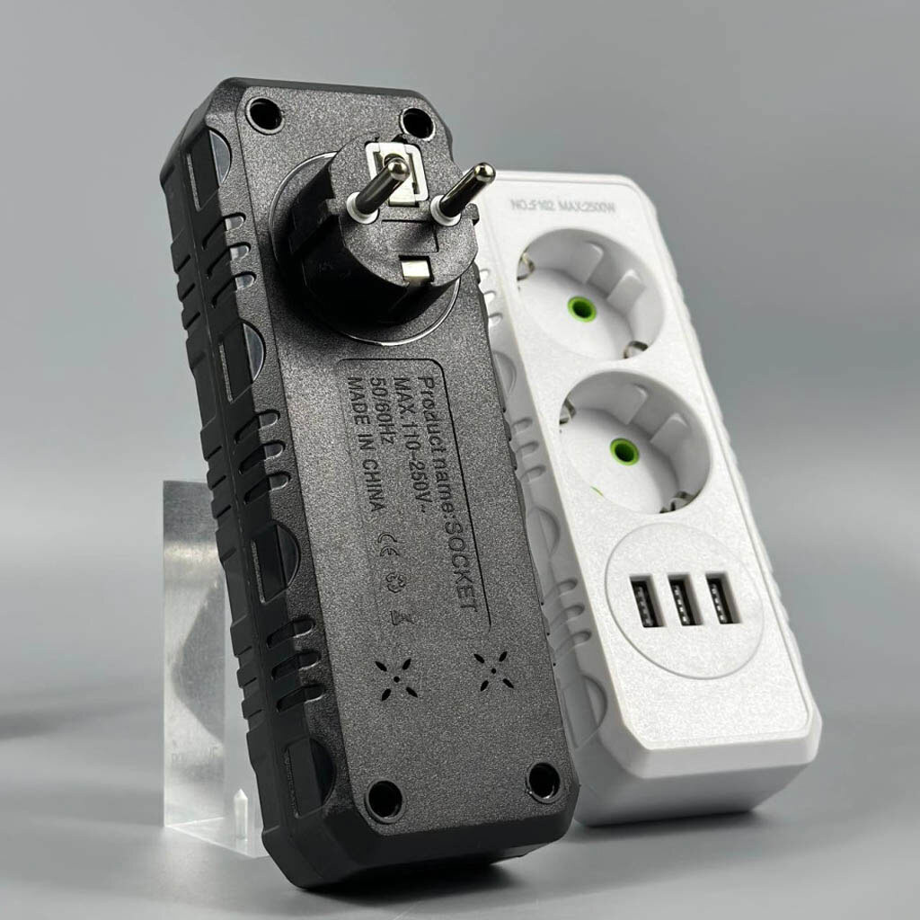 Сетевой разветвитель F102, Черный - № 4 Сетевой разветвитель F102, Черный - № 4