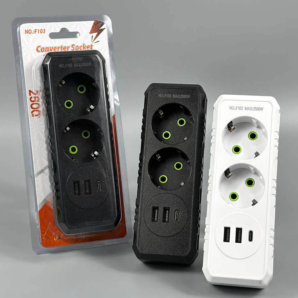 Сетевой разветвитель F103, Белый - № 5 Сетевой разветвитель F103, Белый - № 5