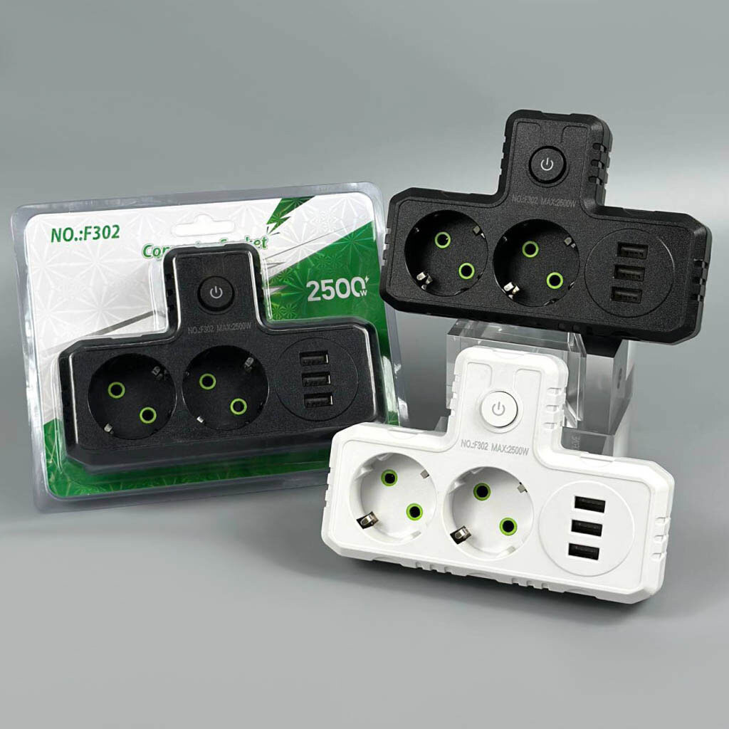 Сетевой разветвитель F302, Белый - № 5 Сетевой разветвитель F302, Белый - № 5