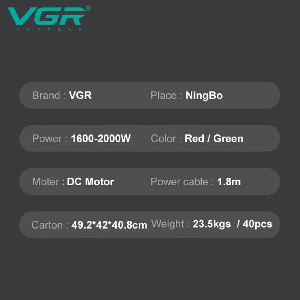 Фен VGR V-426, Салатовый - № 3 Фен VGR V-426, Салатовый - № 3