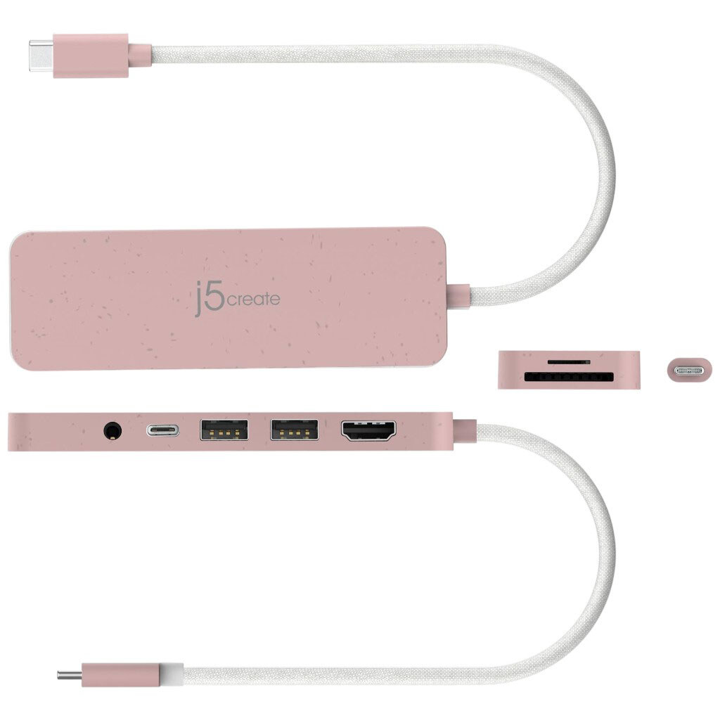 USB-хаб J5create JCD373ER-N, Рожевий - № 3 USB-хаб J5create JCD373ER-N, Рожевий - № 3
