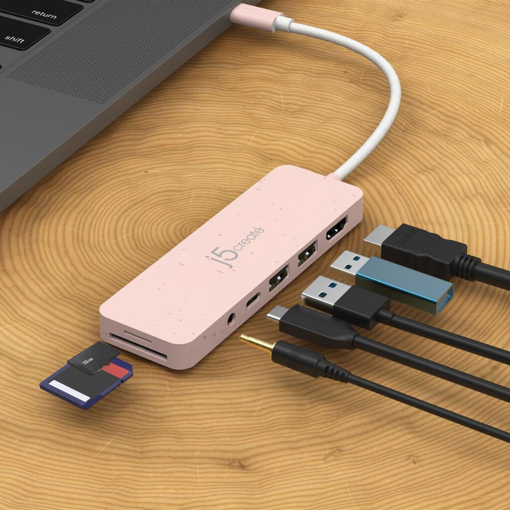 USB-хаб J5create JCD373ER-N, Рожевий - № 4 USB-хаб J5create JCD373ER-N, Рожевий - № 4