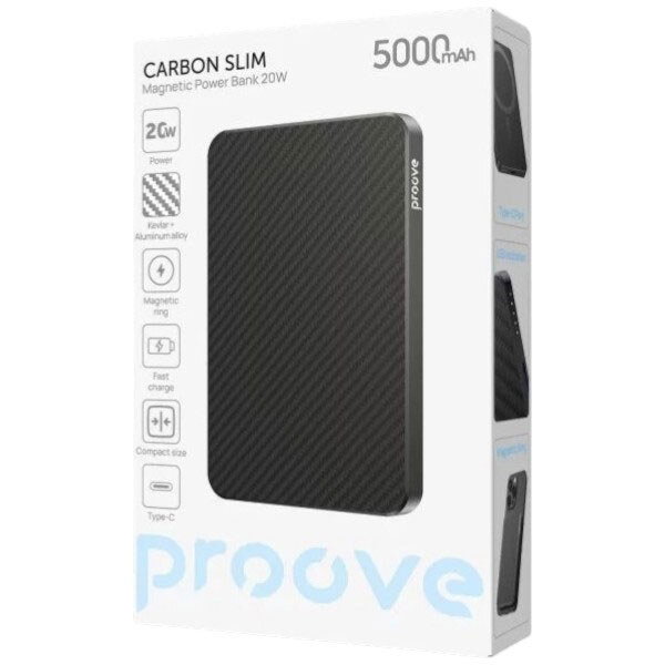 Портативная батарея (Power Bank) Proove Carbon Slim, 5000 mAh, Черный - № 4 Портативная батарея (Power Bank) Proove Carbon Slim, 5000 mAh, Черный - № 4