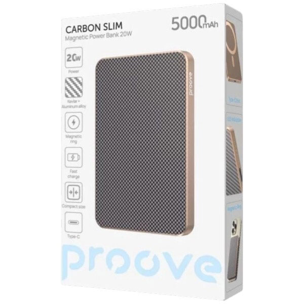 Портативная батарея (Power Bank) Proove Carbon Slim, 5000 mAh, Разноцветный - № 4 Портативная батарея (Power Bank) Proove Carbon Slim, 5000 mAh, Разноцветный - № 4