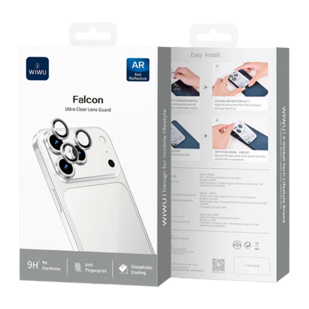 Захисне скло камери Apple iPhone 17 Pro / iPhone 17 Pro Max, Wiwu LG-005 Titan, 3D, Срібний - № 1 Захисне скло камери Apple iPhone 17 Pro / iPhone 17 Pro Max, Wiwu LG-005 Titan, 3D, Срібний - № 1