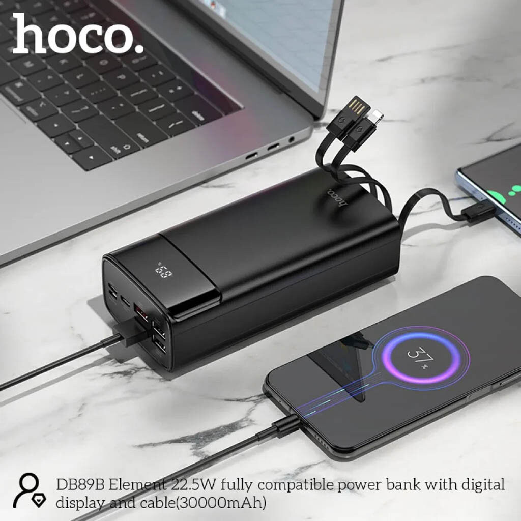 Портативная батарея (Power Bank) Hoco DB89B Element, 30000 mAh, Черный - № 2 Портативная батарея (Power Bank) Hoco DB89B Element, 30000 mAh, Черный - № 2
