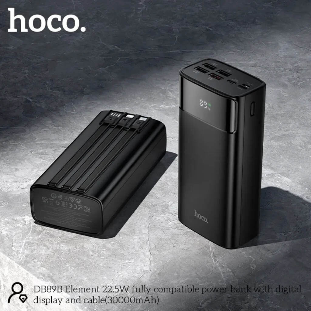 Портативная батарея (Power Bank) Hoco DB89B Element, 30000 mAh, Черный - № 4 Портативная батарея (Power Bank) Hoco DB89B Element, 30000 mAh, Черный - № 4