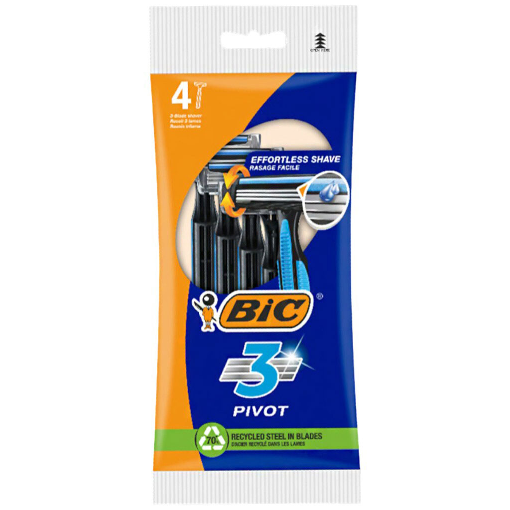 Набор бритв для бритья одноразовых BIC 3 Pivot, 4 шт/уп - № 1 Набор бритв для бритья одноразовых BIC 3 Pivot, 4 шт/уп - № 1