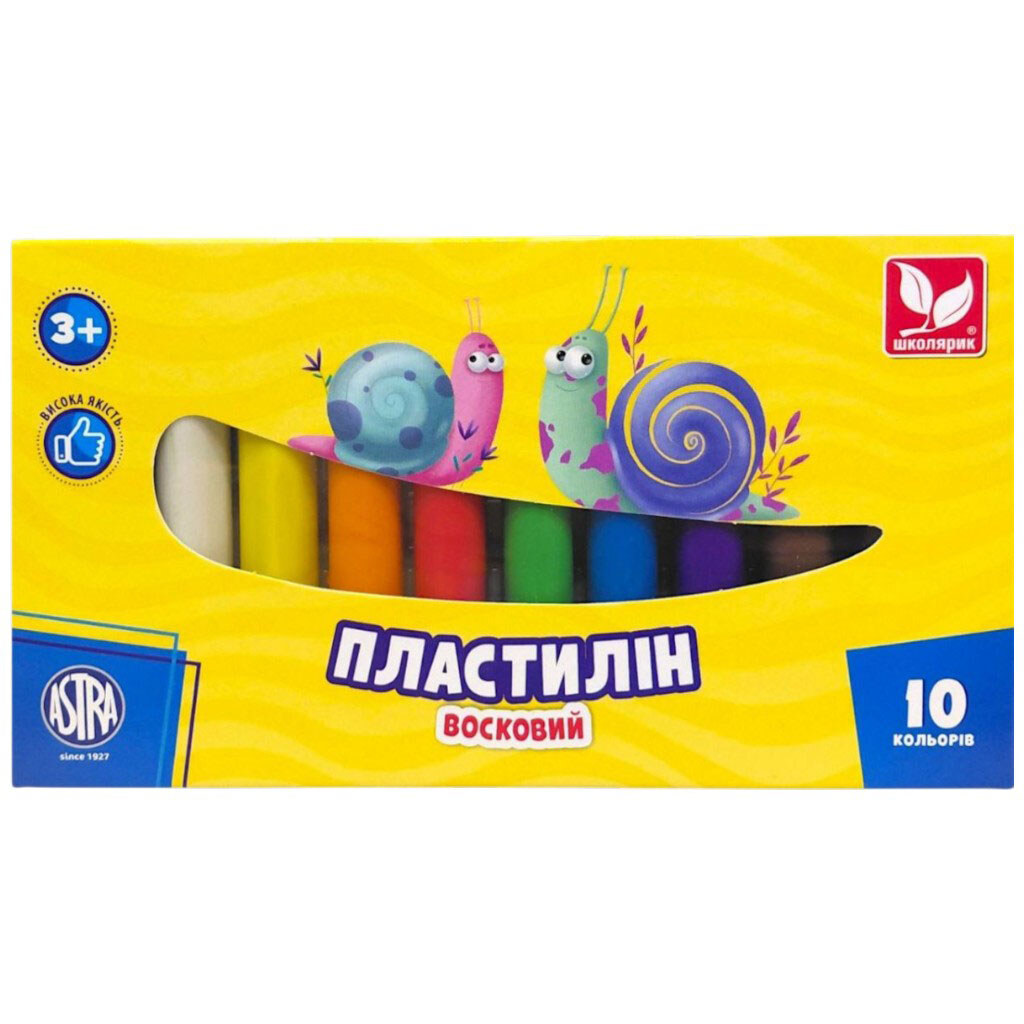 Пластилин квадратный восковой, 10 цветов, Школярик - № 1 Пластилин квадратный восковой, 10 цветов, Школярик - № 1