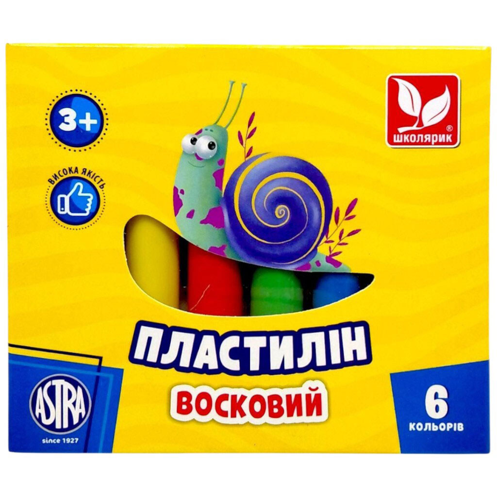 Пластилин круглый, 6 цветов, Школярик - № 1 Пластилин круглый, 6 цветов, Школярик - № 1