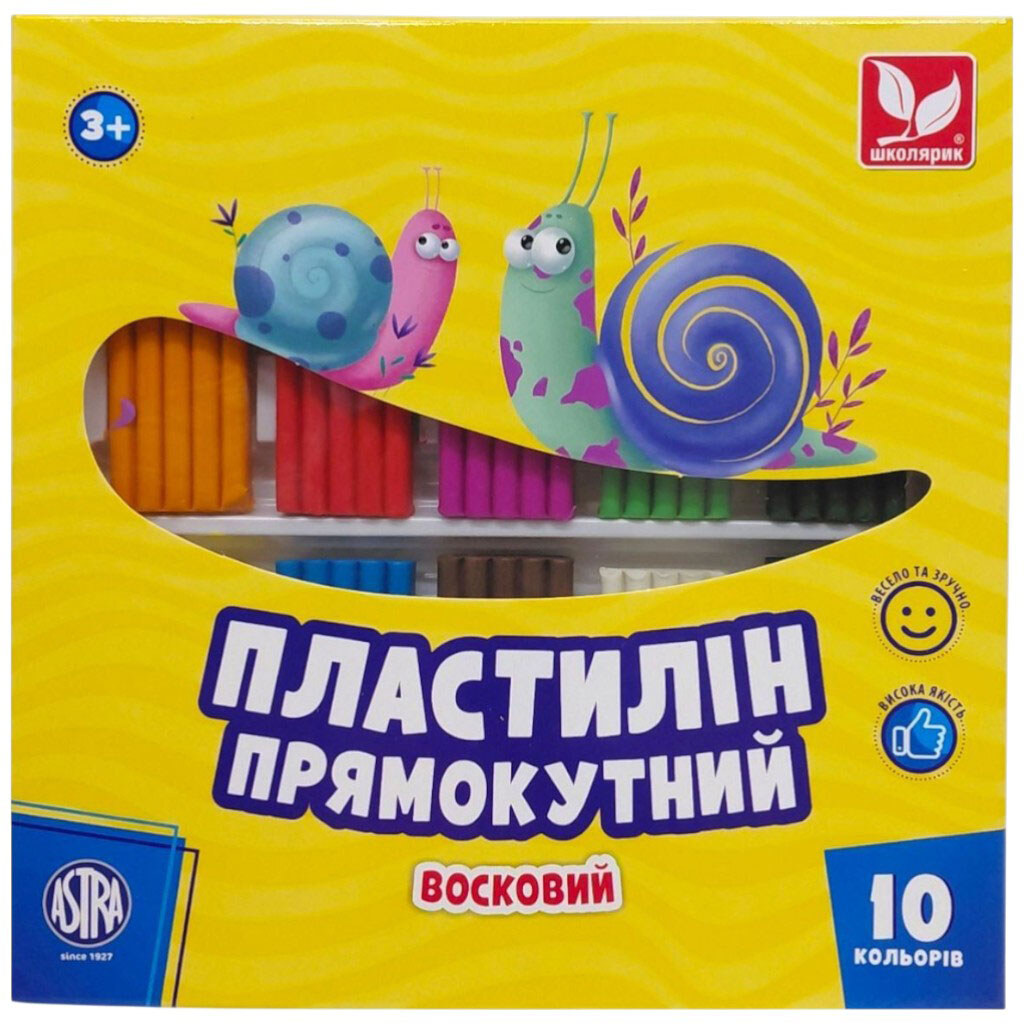 Пластилин прямоугольный, 10 цветов, Школярик - № 1 Пластилин прямоугольный, 10 цветов, Школярик - № 1