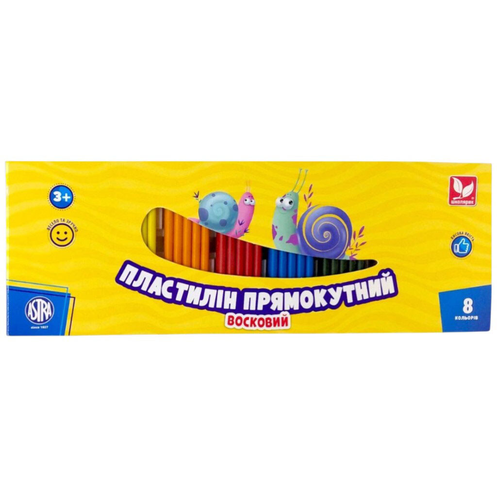 Пластилин прямоугольный, 8 цветов, Школярик - № 1 Пластилин прямоугольный, 8 цветов, Школярик - № 1