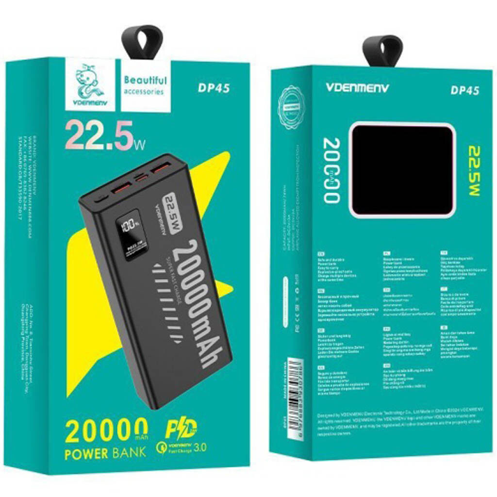 Портативная батарея (Power Bank) VDenmenv DP-45, 20000 mAh, Черный - № 4 Портативная батарея (Power Bank) VDenmenv DP-45, 20000 mAh, Черный - № 4