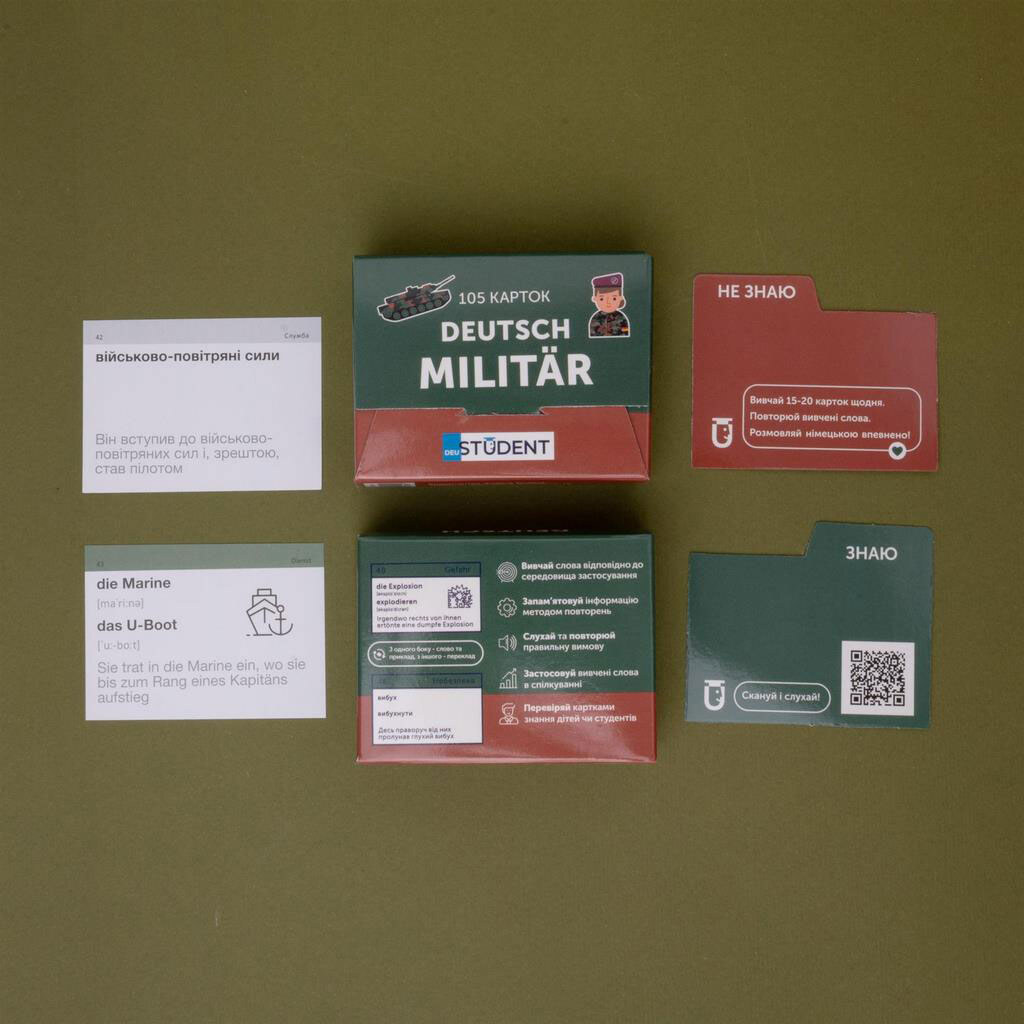 Карточки для изучения немецкого языка "Deutsch Militar", English Student - № 2 Карточки для изучения немецкого языка "Deutsch Militar", English Student - № 2