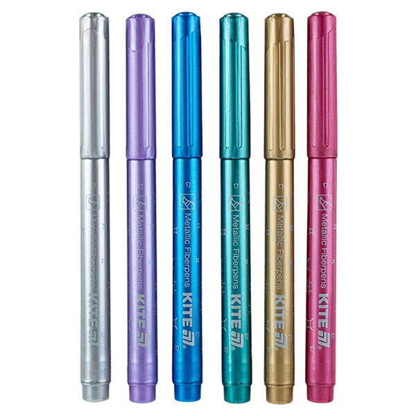 Фломастери-пензлики "Creative", набір 6шт, металізований, Kite - № 2 Фломастери-пензлики "Creative", набір 6шт, металізований, Kite - № 2