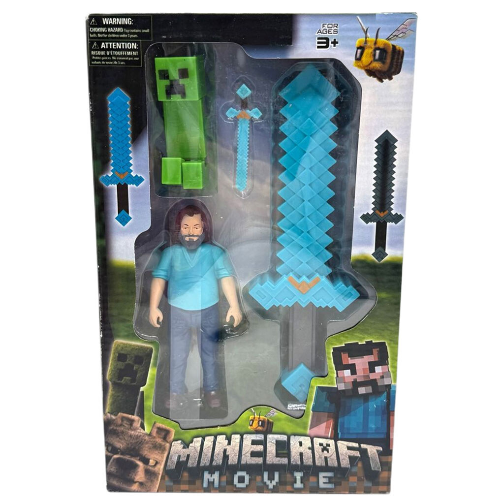 Набор "MINECRAFT": меч, 2 фигурки, в коробке, ВИД 1, Mic - № 1 Набор "MINECRAFT": меч, 2 фигурки, в коробке, ВИД 1, Mic - № 1
