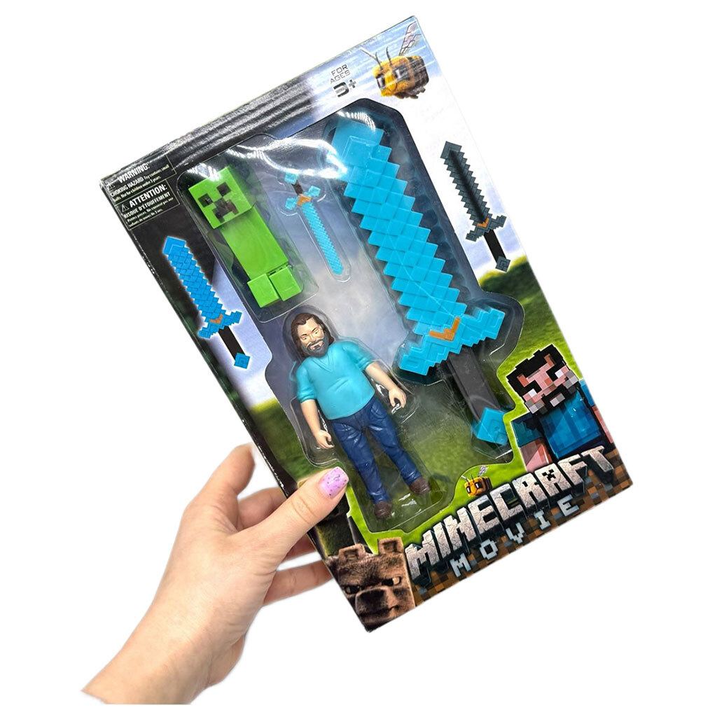 Набор "MINECRAFT": меч, 2 фигурки, в коробке, ВИД 1, Mic - № 2 Набор "MINECRAFT": меч, 2 фигурки, в коробке, ВИД 1, Mic - № 2