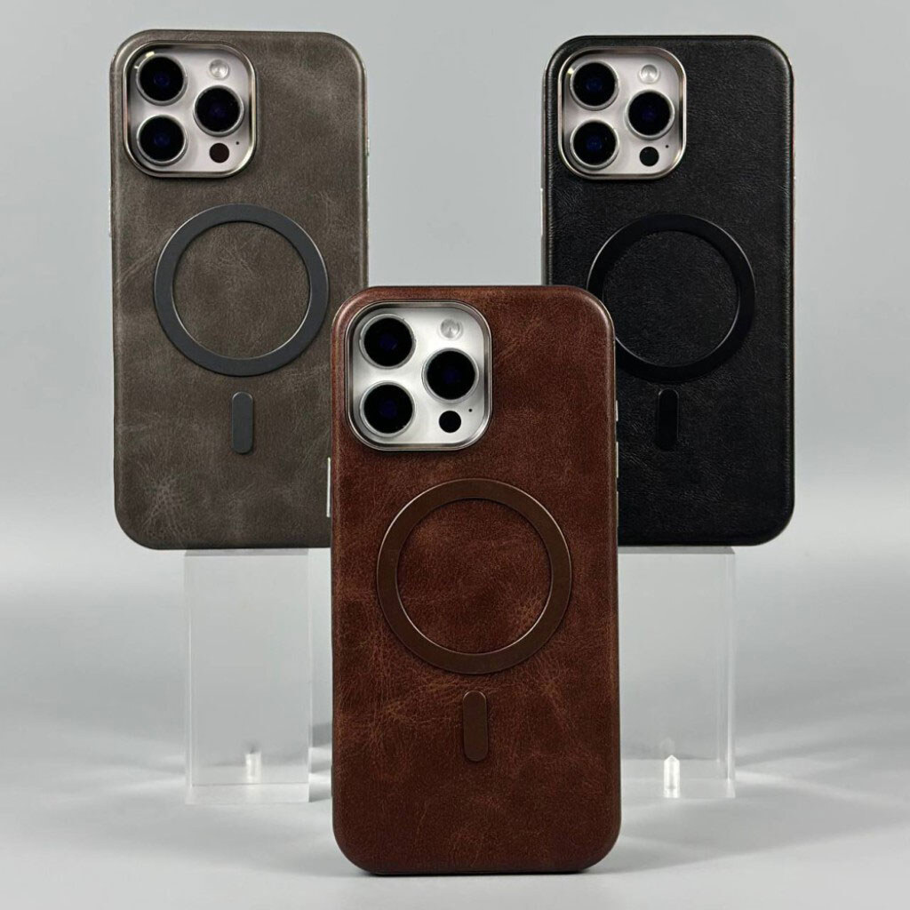 Чехол (накладка) Apple iPhone 15, Leather Magnetic Metal Frame, MagSafe, Серый - № 10 Чехол (накладка) Apple iPhone 15, Leather Magnetic Metal Frame, MagSafe, Серый - № 10