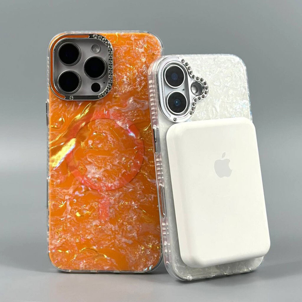 Чехол (накладка) Apple iPhone 13, Luxury Iridescent Marble, MagSafe, Розовый - № 8 Чехол (накладка) Apple iPhone 13, Luxury Iridescent Marble, MagSafe, Розовый - № 8