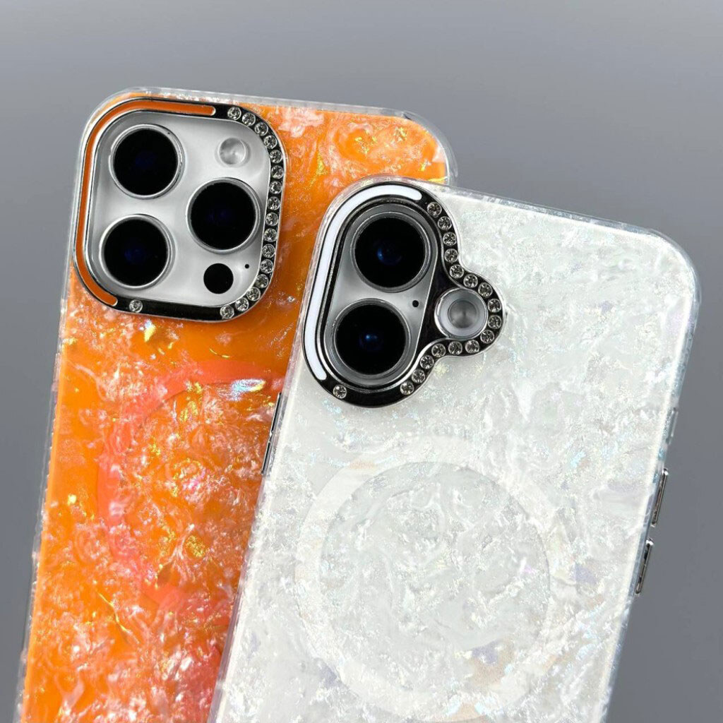 Чехол (накладка) Apple iPhone 15 Pro Max, Luxury Iridescent Marble, MagSafe, Оранжевый - № 12 Чехол (накладка) Apple iPhone 15 Pro Max, Luxury Iridescent Marble, MagSafe, Оранжевый - № 12