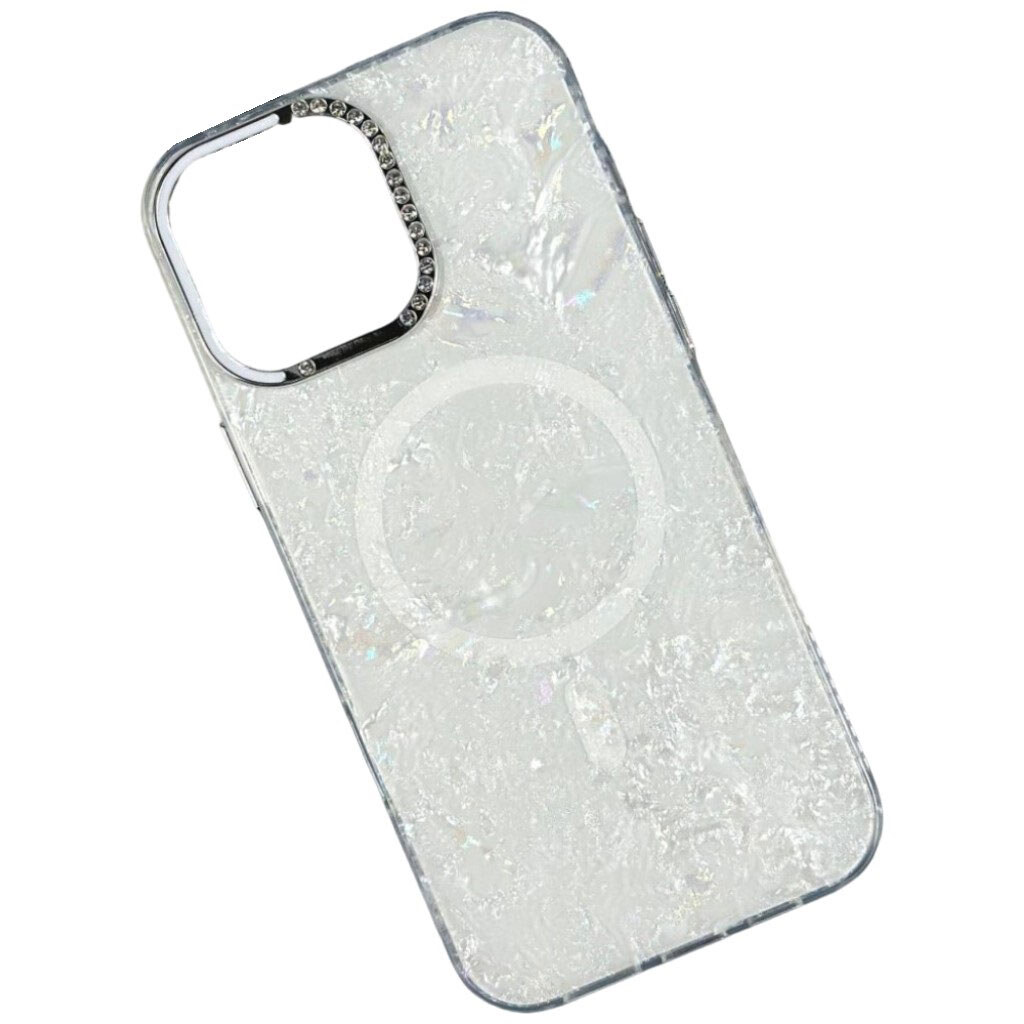 Чехол (накладка) Apple iPhone 15, Luxury Iridescent Marble, MagSafe, Белый - № 1 Чехол (накладка) Apple iPhone 15, Luxury Iridescent Marble, MagSafe, Белый - № 1