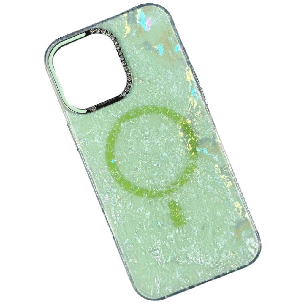 Чехол (накладка) Apple iPhone 17 Air, Luxury Iridescent Marble, MagSafe, Зеленый - № 1 Чехол (накладка) Apple iPhone 17 Air, Luxury Iridescent Marble, MagSafe, Зеленый - № 1