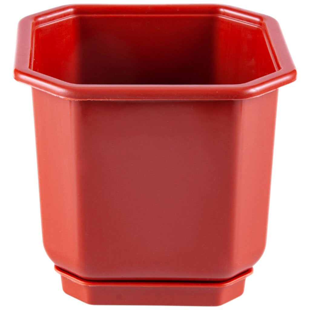 Вазон для цветов пластиковый с подставкой Дама терракот, 12х12 см - № 1 Вазон для цветов пластиковый с подставкой Дама терракот, 12х12 см - № 1