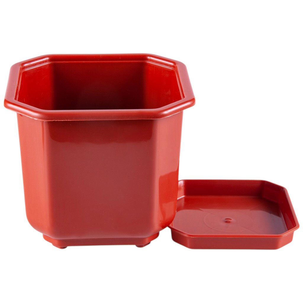 Вазон для цветов пластиковый с подставкой Дама терракот, 12х12 см - № 2 Вазон для цветов пластиковый с подставкой Дама терракот, 12х12 см - № 2