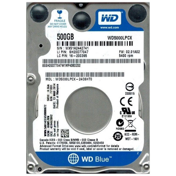 HDD-накопитель WD Blue, 500 Гб. - № 1 HDD-накопитель WD Blue, 500 Гб. - № 1